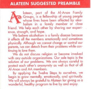 UK66 Alateen Programme Wallet Card